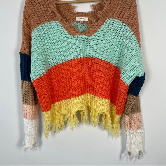 Colorblock Distressed Sweater - Picture 8 of 11